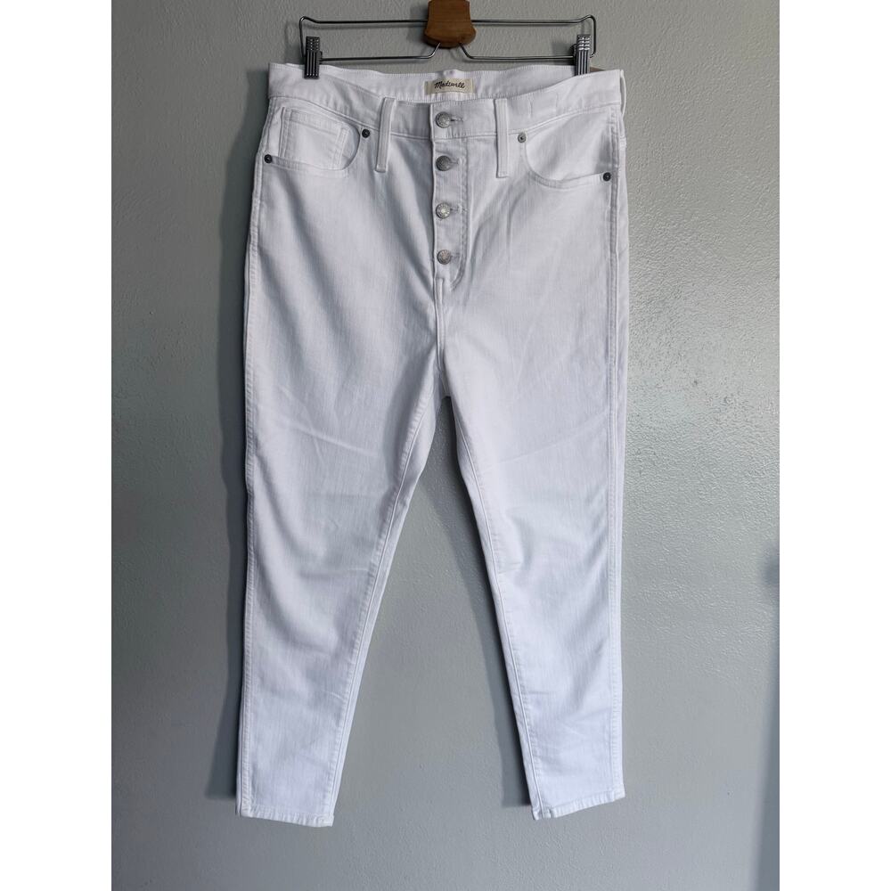 MADEWELL new 10" high rise skinny crop button front pure white denim jeans - Picture 2 of 10